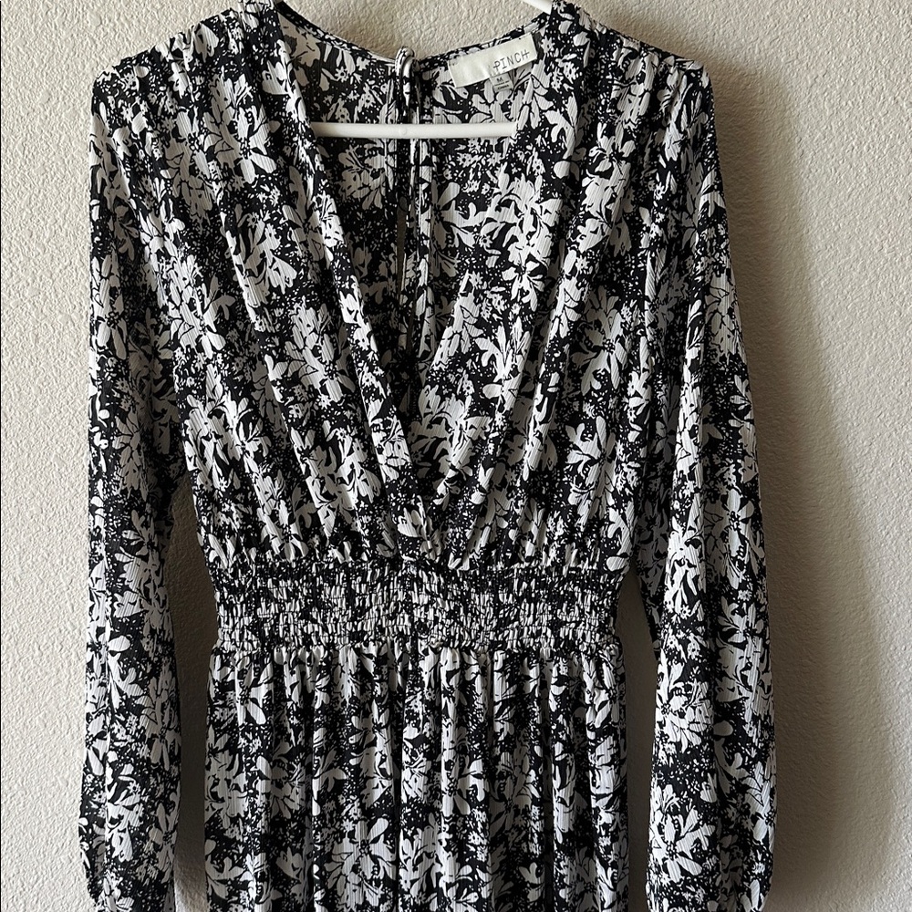 Pinch Black and White Floral maxi Dress